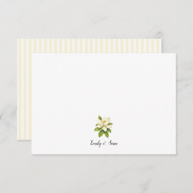 Custom Magnolia Painting Stripe Preppy Thank You Card (Front/Back)