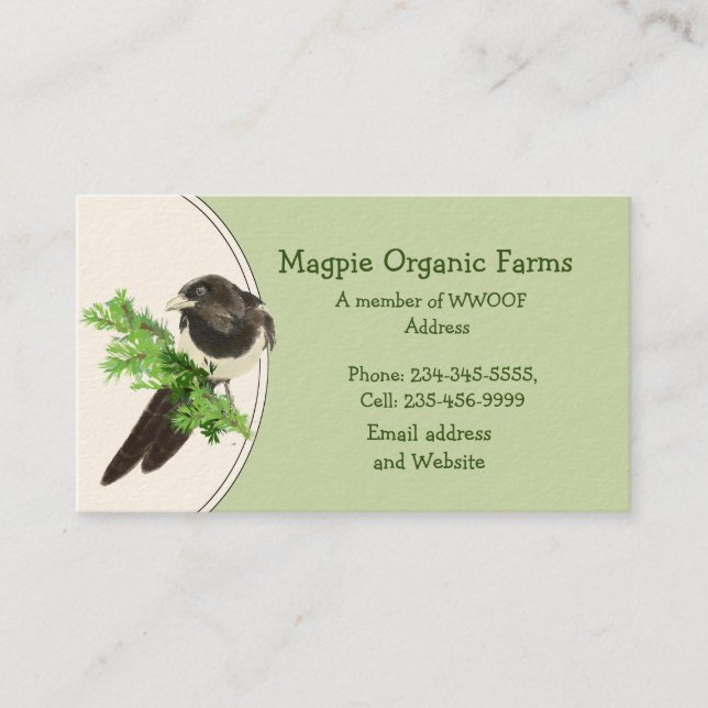 Custom Magpie Organic Farm Business Card (Front)