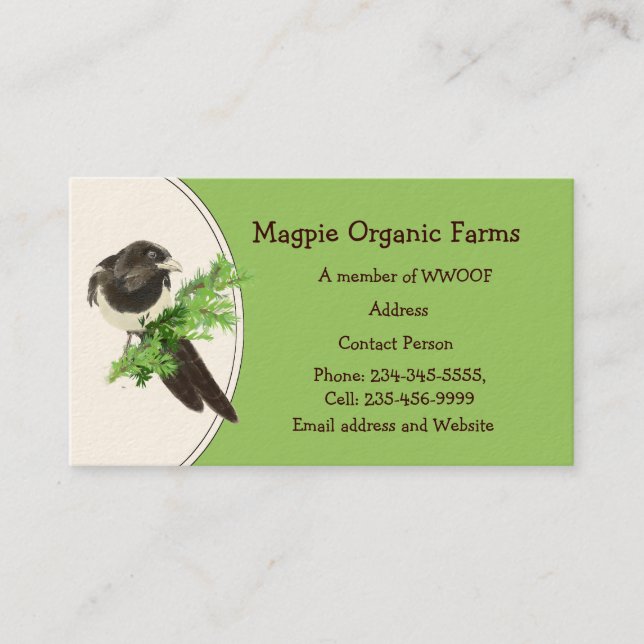 Custom Magpie Organic Farm Business Card (Front)