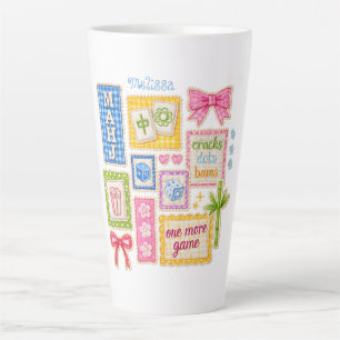 Custom Mahjong Patches Faux Embroidery  Latte Mug