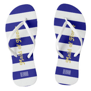 Custom Maid of Honour Flip Flops - Navy Blue