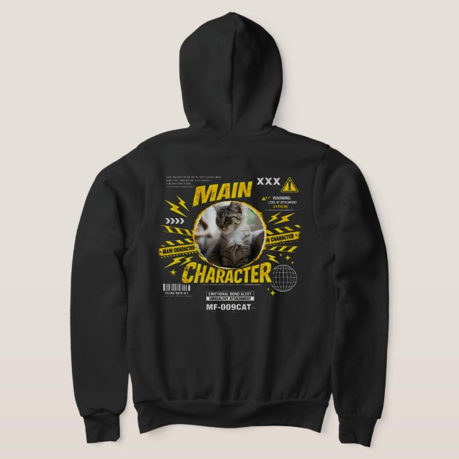 Custom Main Character Cat Lover Funny Frame Gift Hoodie (Laydown Back)