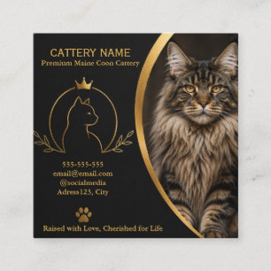 Custom Maine Coon Cattery Business Card with Photo
