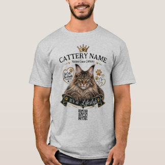 Custom Maine Coon Cattery Owner with QR Code T-Shirt