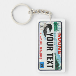 Custom Maine License Text Key Ring