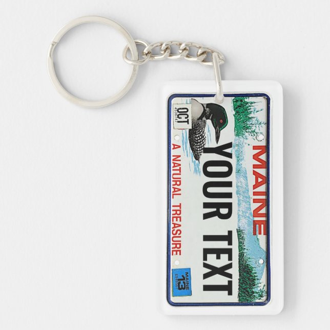 Custom Maine License Text Key Ring (Front)