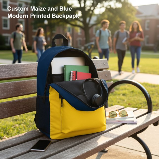 Custom Maize and Blue Modern  Printed Backpack (Custom Maize and Blue Modern Printed Backpack)