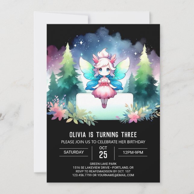 Custom Majestic Fairy Birthday Invitation (Front)