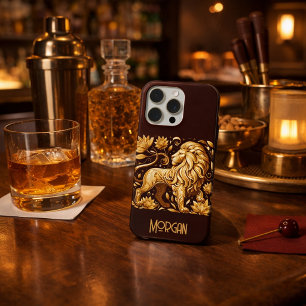 Custom Majestic Gold Lion iPhone 15 Pro Case