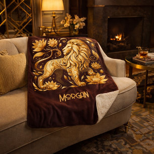 Custom Majestic Gold Lion Sherpa Blanket