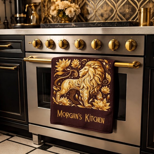 Custom Majestic Gold Lion Tea Towel (Creator Uploaded)