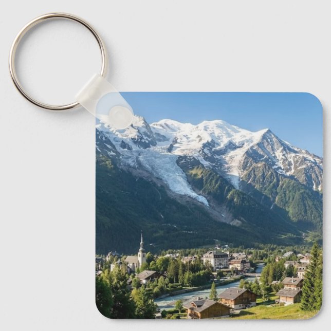 Custom Majestic Mont Blanc French Alps View Key Ring (Front)