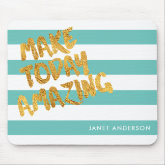 Custom Make Today Amazing Light Teal and Gold Mouse Mat