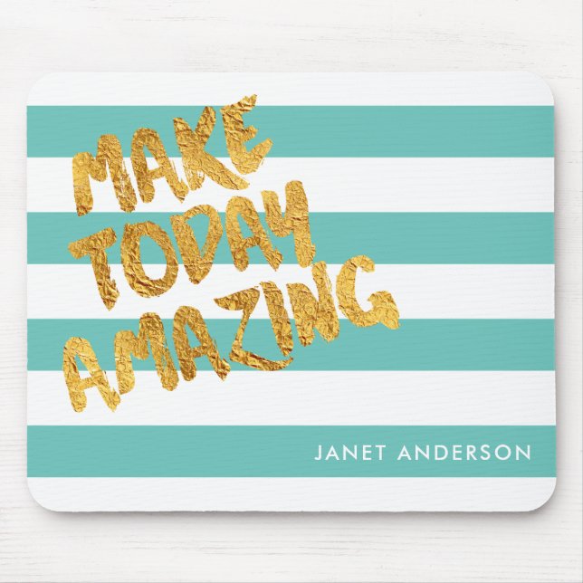 Custom Make Today Amazing Light Teal and Gold Mouse Mat (Front)