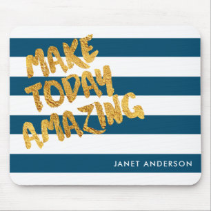 Custom Make Today Amazing Navy and Gold Mouse Mat