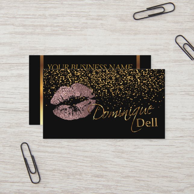 Custom - Makeup Artist - Dusty Rose Gold Business Card (Front/Back In Situ)