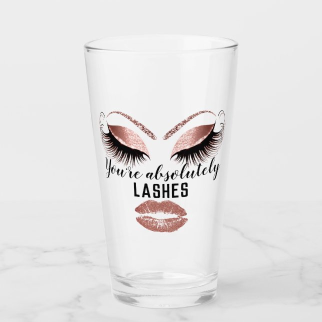 Custom Makeup Artist Eyelash Extension Kiss Lips Glass (Front)