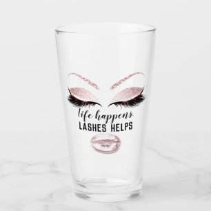 Custom Makeup Artist Eyelash Extension Pink Lips Glass