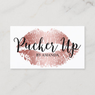 Custom Makeup Artist Rose Gold Lips Salon Business Card