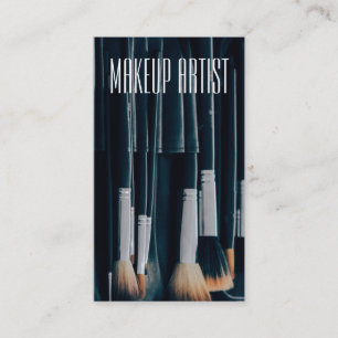 Custom Makeup Artist with Brushes in Background Business Card