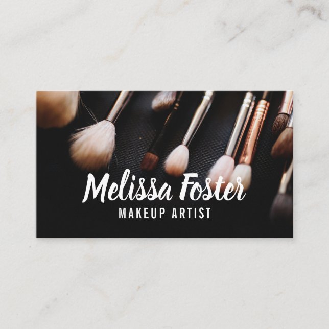 Custom Makeup Brush Makeup Artist Business Card (Front)