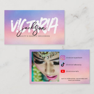 Custom Makeup Influencer Vlogger Iridescent Beauty Business Card