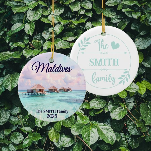 Custom Maldives Family Vacation Ceramic Tree Decoration (Creator Uploaded)
