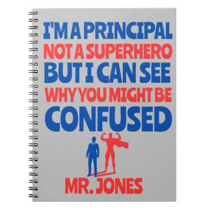Custom Male Principal funny Superhero red blue Notebook