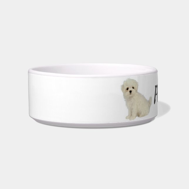 Custom Maltese Dog Pet Animal Bowl (Left)