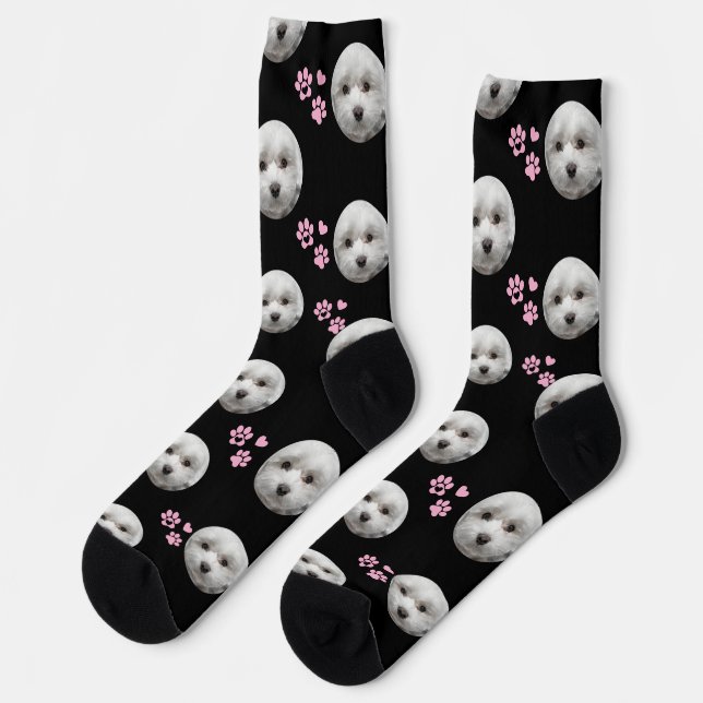 Custom Maltese Socks — Personalised Pet Photo Gift (Left)