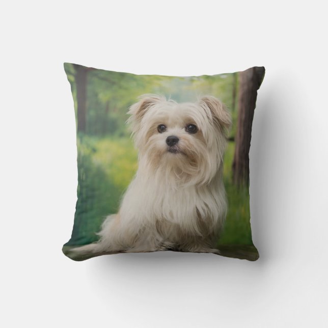 Custom Maltese Throw Pillow (Front)