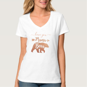 Custom MAMA BEAR Rose Gold Mum Women Deep V-neck T-Shirt