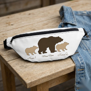 Custom Mama Bear With 2 Kid Names Mothers Day Gift Bum Bags