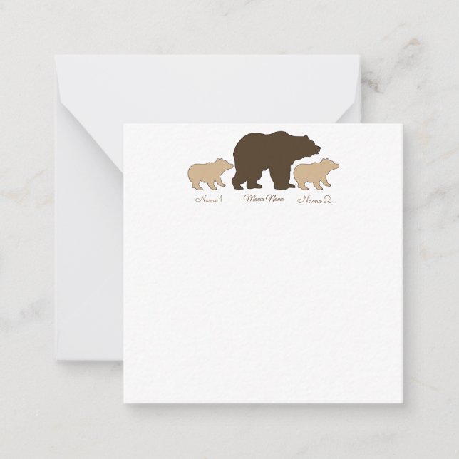Custom Mama Bear With 2 Kid Names Mothers Day Gift Card (Front)