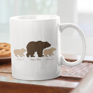 Custom Mama Bear With 2 Kid Names Mothers Day Gift Coffee Mug