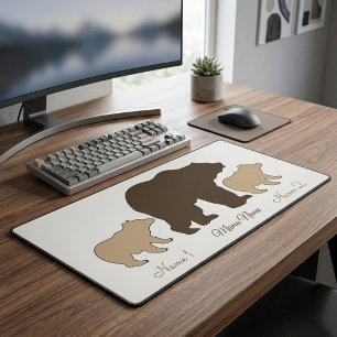 Custom Mama Bear With 2 Kid Names Mothers Day Gift Desk Mat