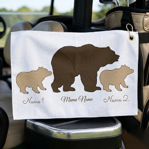 Custom Mama Bear With 2 Kid Names Mothers Day Gift Golf Towel
