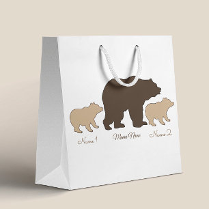 Custom Mama Bear With 2 Kid Names Mothers Day Gift Large Gift Bag