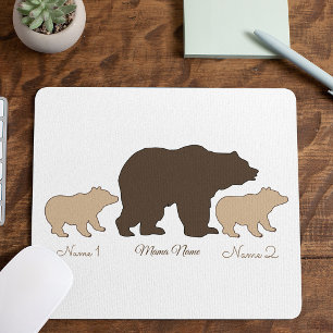 Custom Mama Bear With 2 Kid Names Mothers Day Gift Mouse Mat