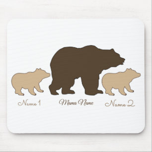 Custom Mama Bear With 2 Kid Names Mothers Day Gift Mouse Mat
