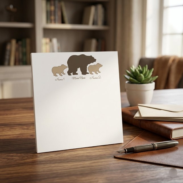 Custom Mama Bear With 2 Kid Names Mothers Day Gift Notepad (Creator Uploaded)