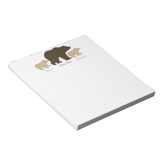 Custom Mama Bear With 2 Kid Names Mothers Day Gift Notepad (Angled)
