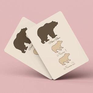 Custom Mama Bear With 2 Kid Names Mothers Day Gift Playing Cards