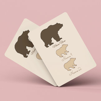 Custom Mama Bear With 2 Kid Names Mothers Day Gift Playing Cards