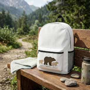 Custom Mama Bear With 2 Kid Names Mothers Day Gift Printed Backpack