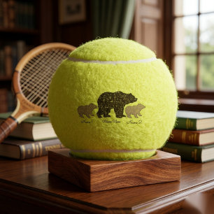 Custom Mama Bear With 2 Kid Names Mothers Day Gift Tennis Balls