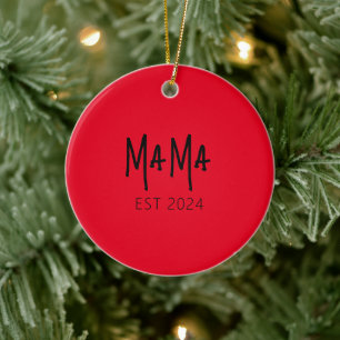 Custom Mama Est 2024 - Personalised Ceramic Tree Decoration