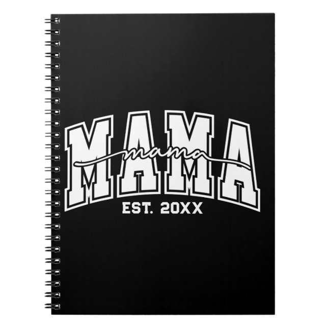 Custom Mama Est. Year Personalised Mum Established Notebook (Front)