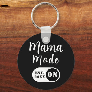 Custom Mama Mode ON, Year Est., Aluminium Black Mu Key Ring