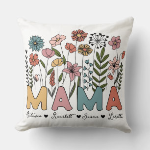 Custom Mama Throw Pillow With Kids' Names